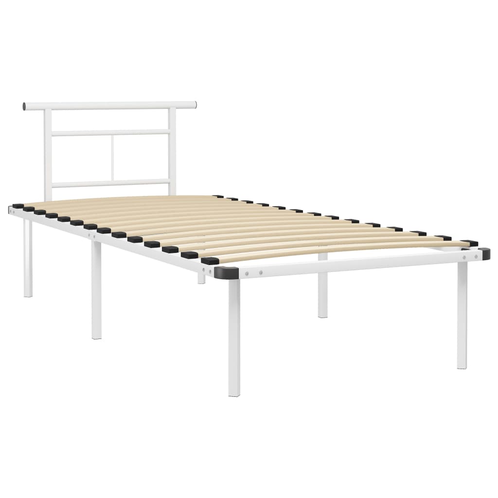 Cadru de pat, alb, 90 x 200 cm, metal GartenMobel Dekor