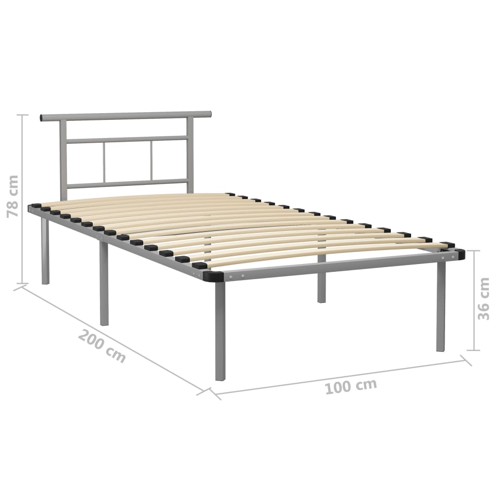 Cadru de pat, gri, 100 x 200 cm, metal GartenMobel Dekor