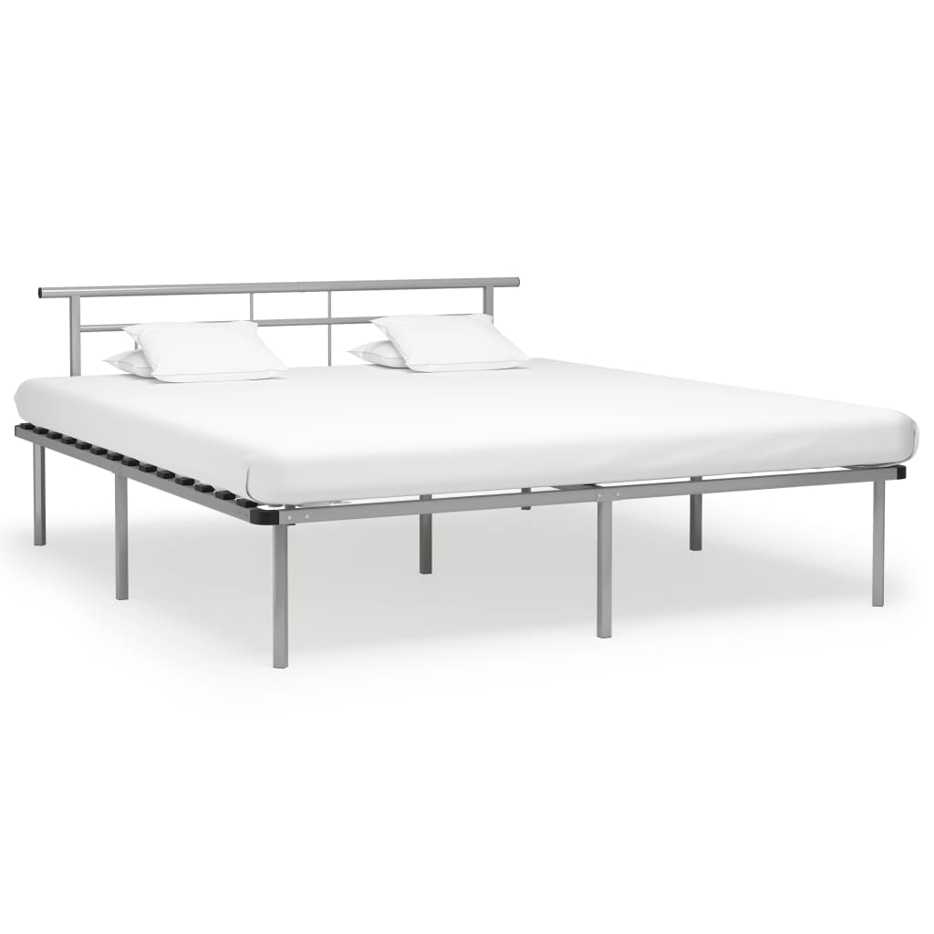 Cadru de pat, gri, 200 x 200 cm, metal GartenMobel Dekor