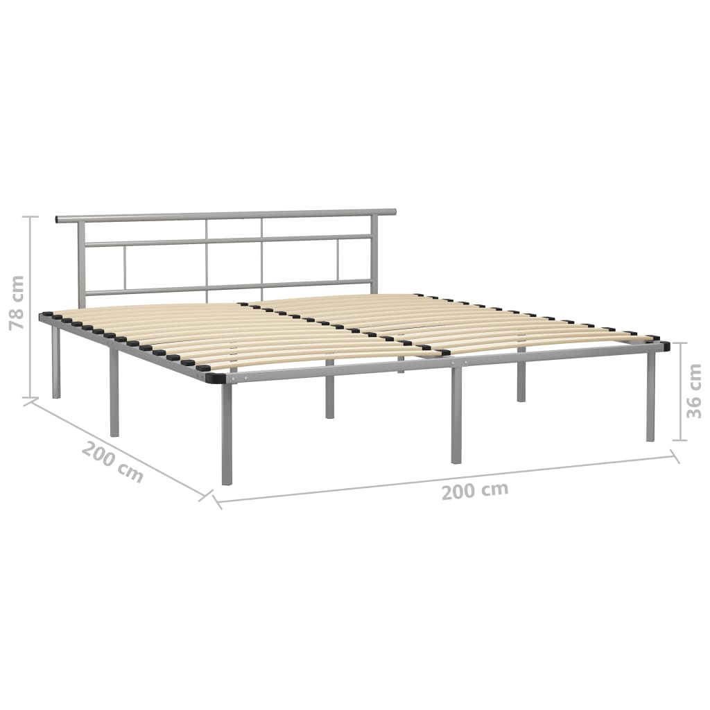 Cadru de pat, gri, 200 x 200 cm, metal GartenMobel Dekor