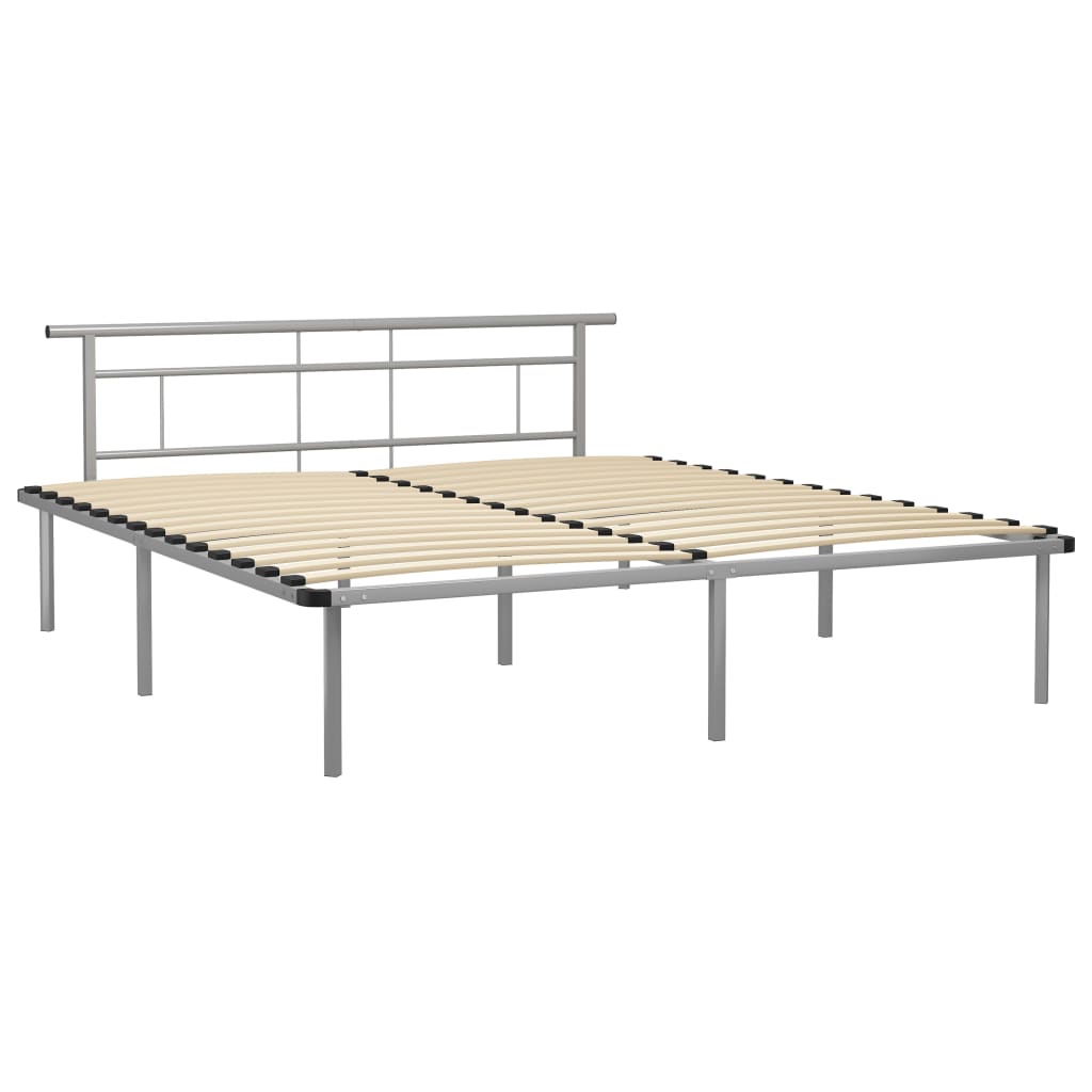 Cadru de pat, gri, 200 x 200 cm, metal GartenMobel Dekor