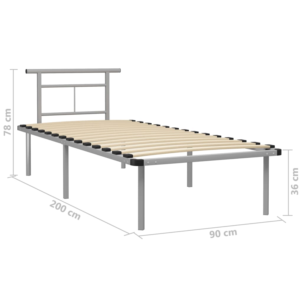 Cadru de pat, gri, 90 x 200 cm, metal GartenMobel Dekor