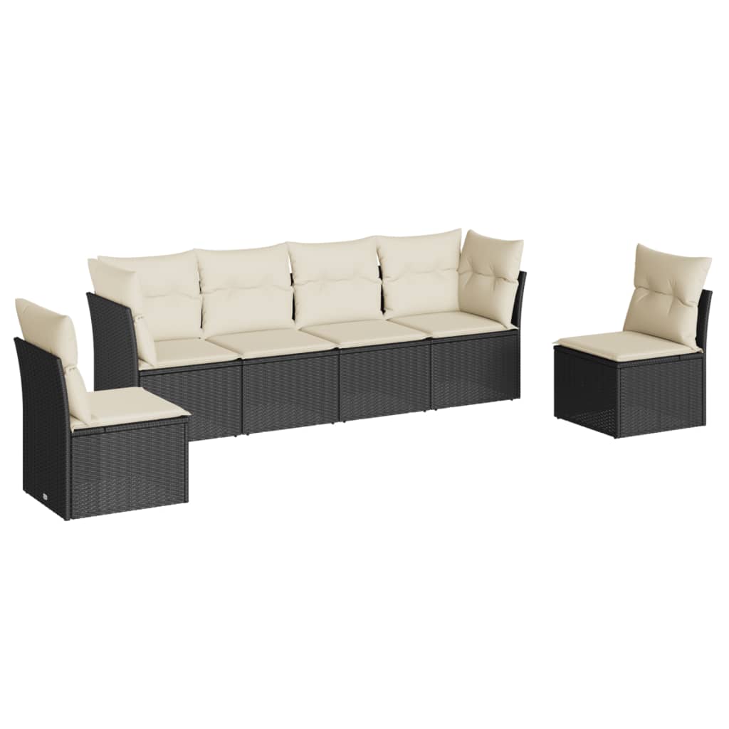 Set mobilier de grădină cu perne, 6 piese, negru, poliratan GartenMobel Dekor