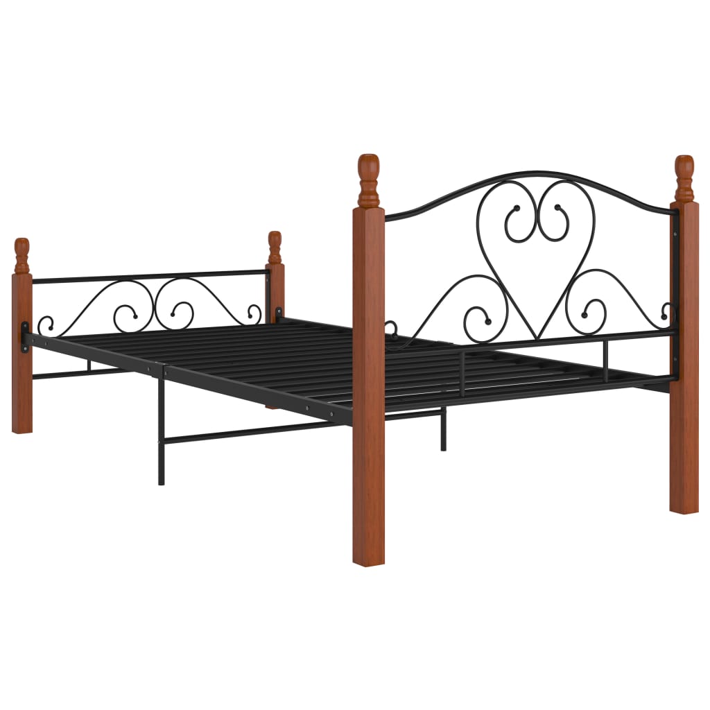 Cadru de pat, negru, 90x200 cm, metal GartenMobel Dekor