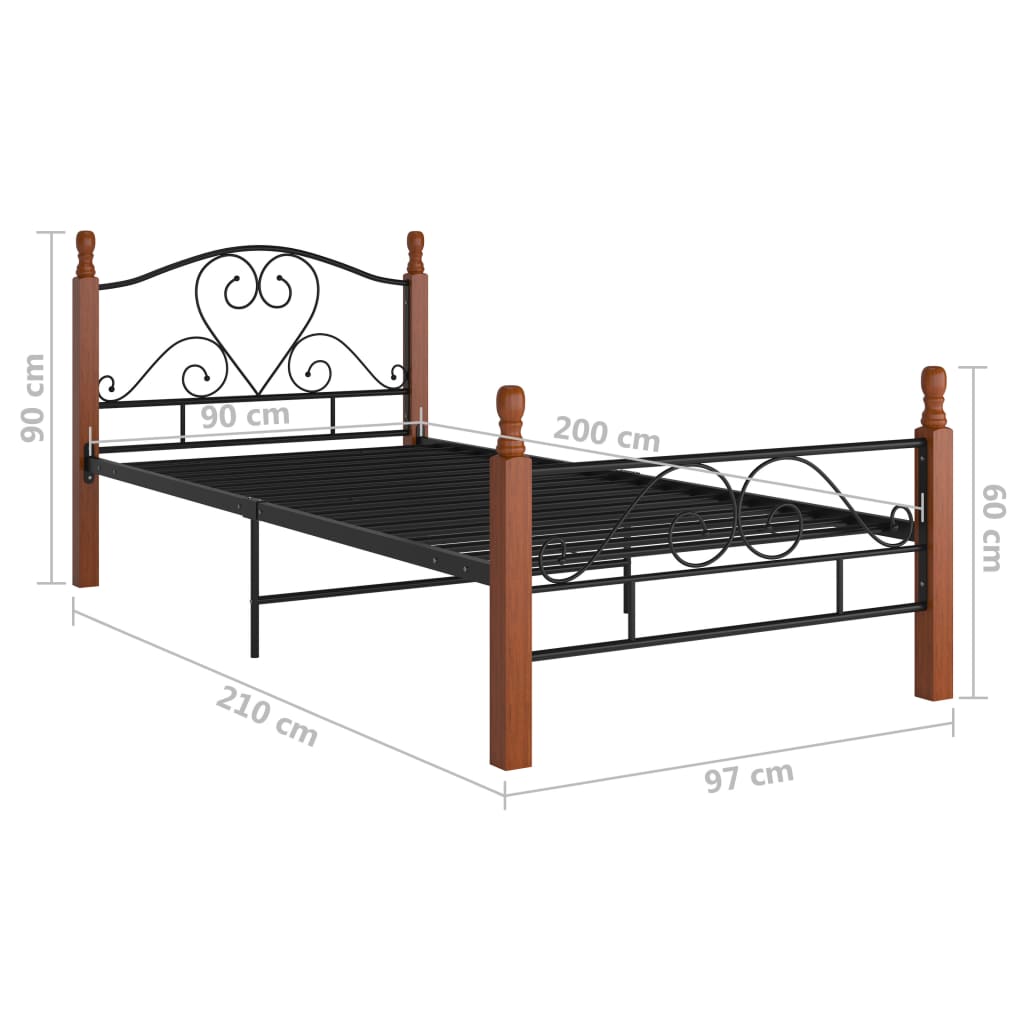 Cadru de pat, negru, 90x200 cm, metal GartenMobel Dekor