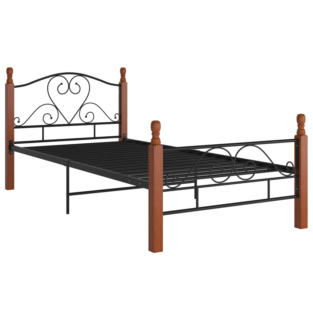 Cadru de pat, negru, 90x200 cm, metal GartenMobel Dekor