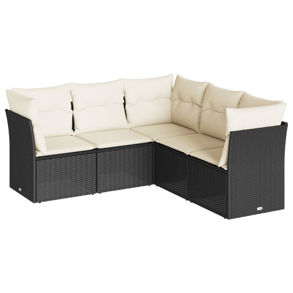 Set mobilier de grădină cu perne, 5 piese, negru, poliratan GartenMobel Dekor