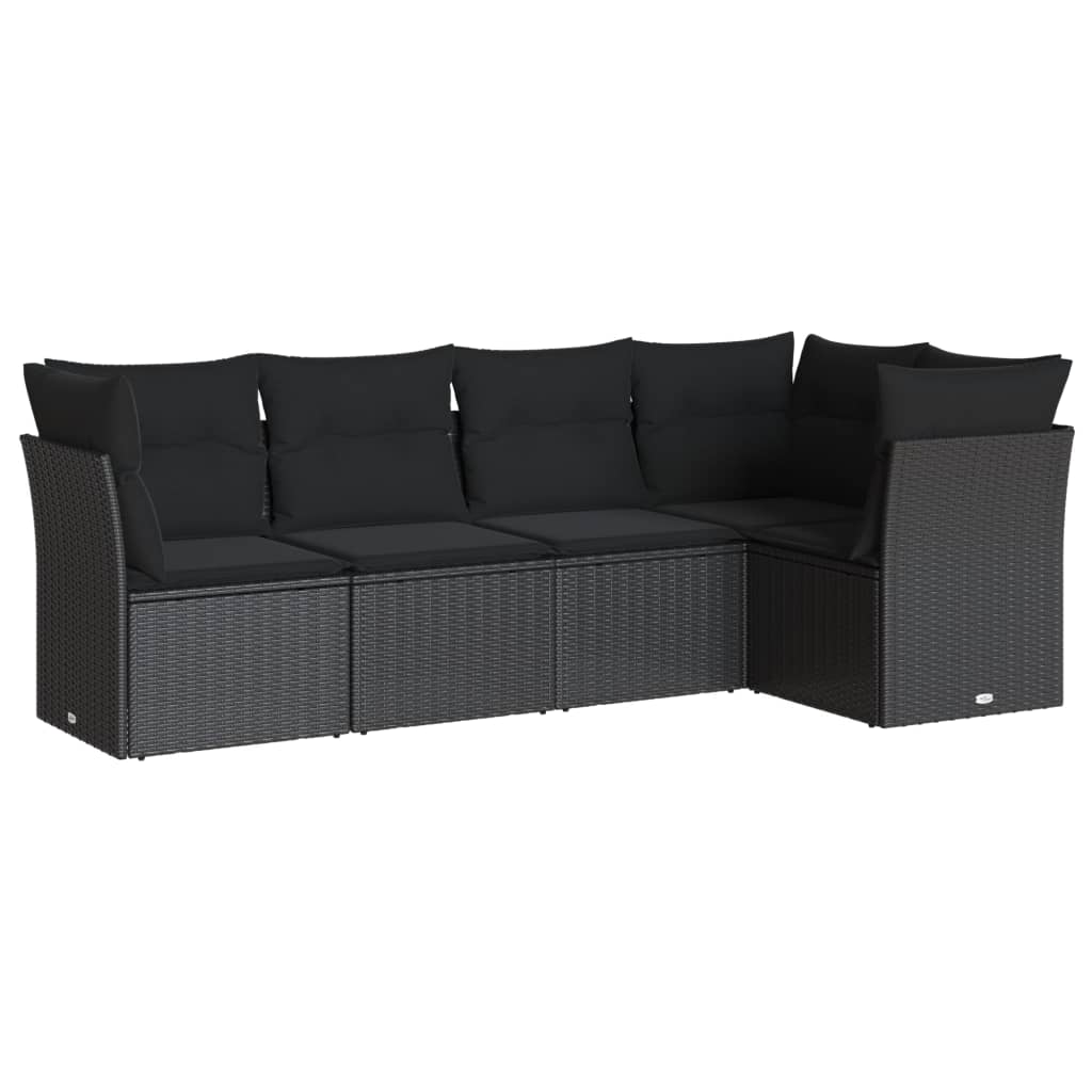 Set mobilier de grădină cu perne, 5 piese, negru, poliratan GartenMobel Dekor
