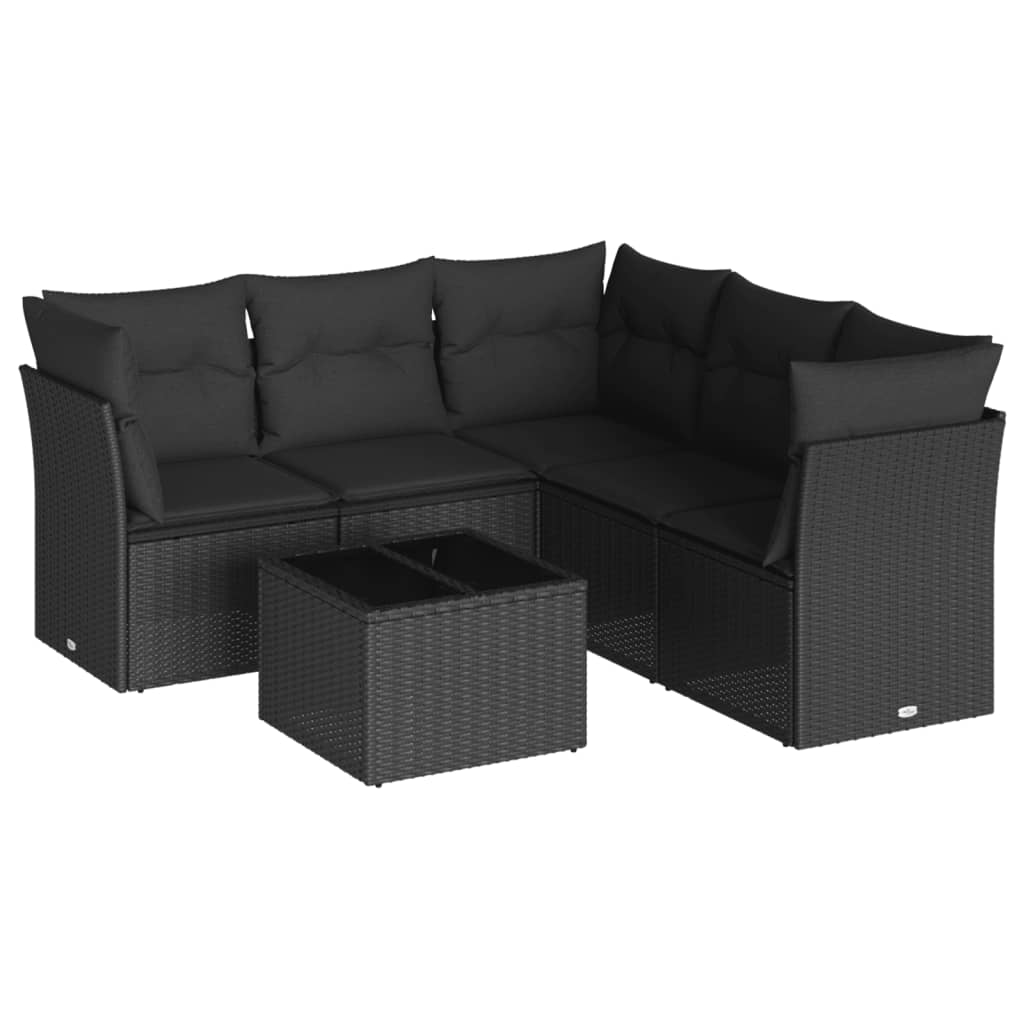 Set mobilier de grădină cu perne, 6 piese, negru, poliratan GartenMobel Dekor