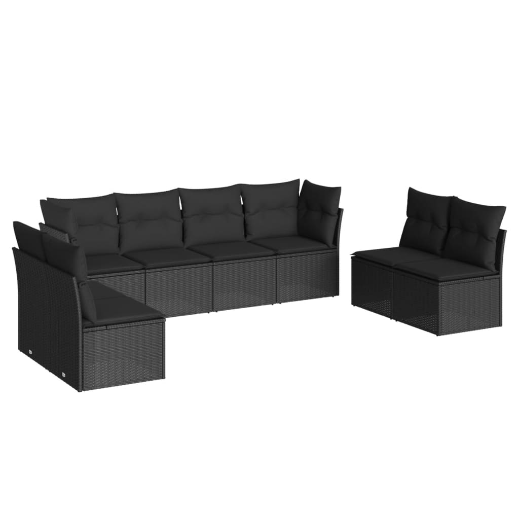 Set mobilier de grădină cu perne, 8 piese, negru, poliratan GartenMobel Dekor