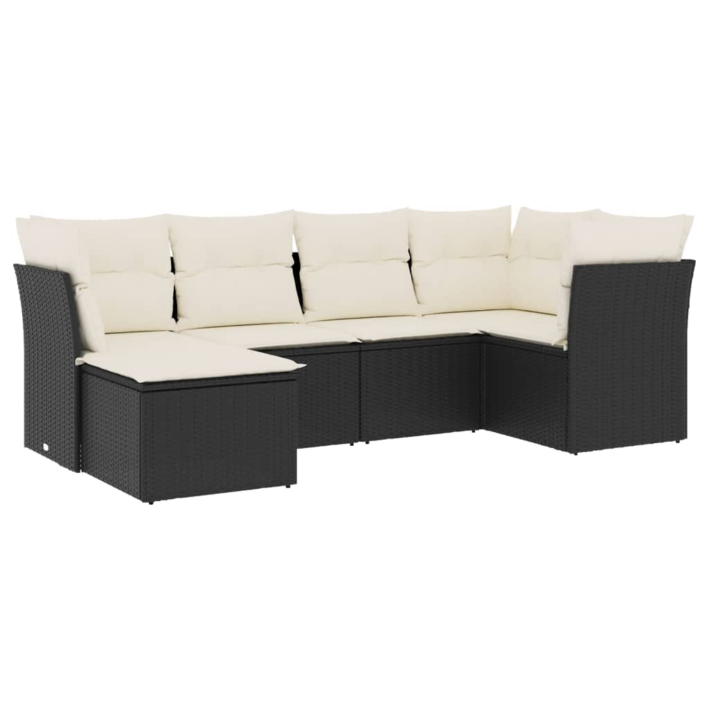 Set mobilier de grădină cu perne, 6 piese, negru, poliratan GartenMobel Dekor