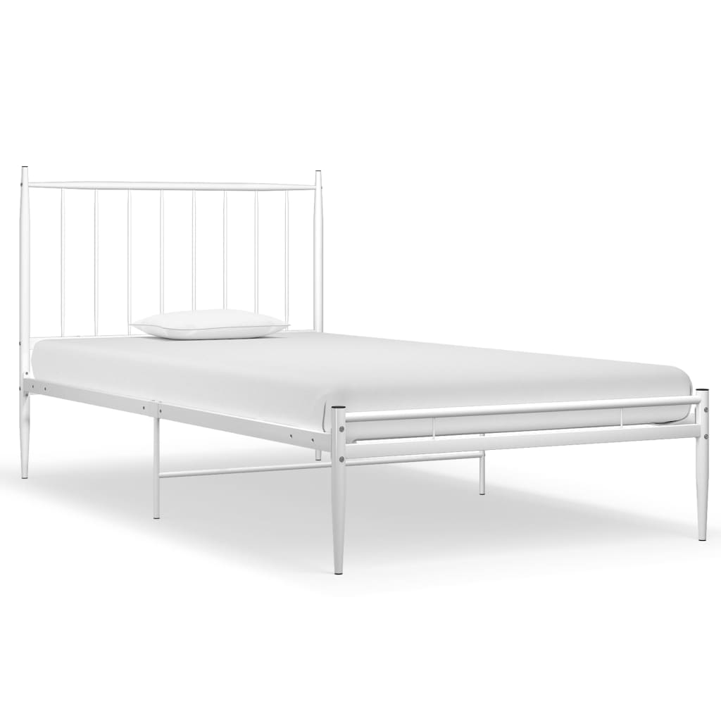 Cadru de pat, alb, 100x200 cm, metal GartenMobel Dekor