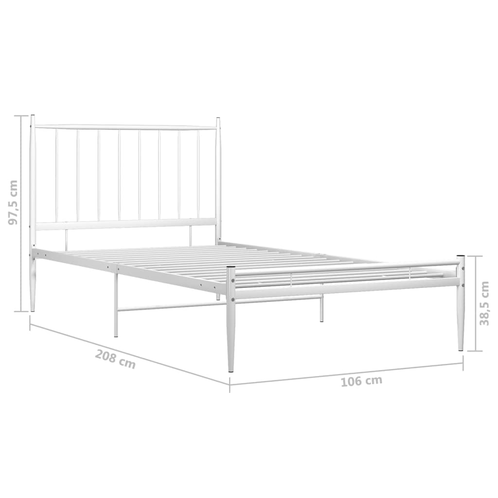 Cadru de pat, alb, 100x200 cm, metal GartenMobel Dekor