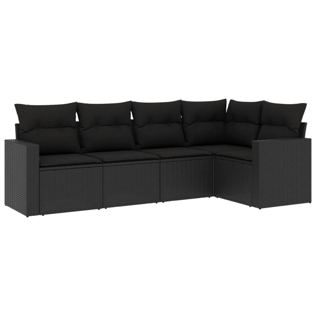Set mobilier de grădină cu perne, 5 piese, negru, poliratan GartenMobel Dekor