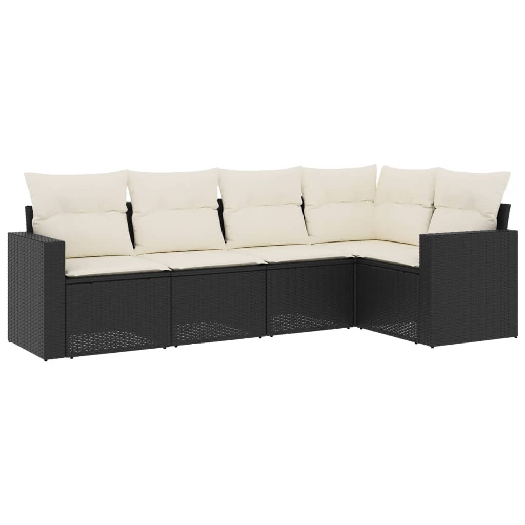 Set mobilier de grădină cu perne, 5 piese, negru, poliratan GartenMobel Dekor