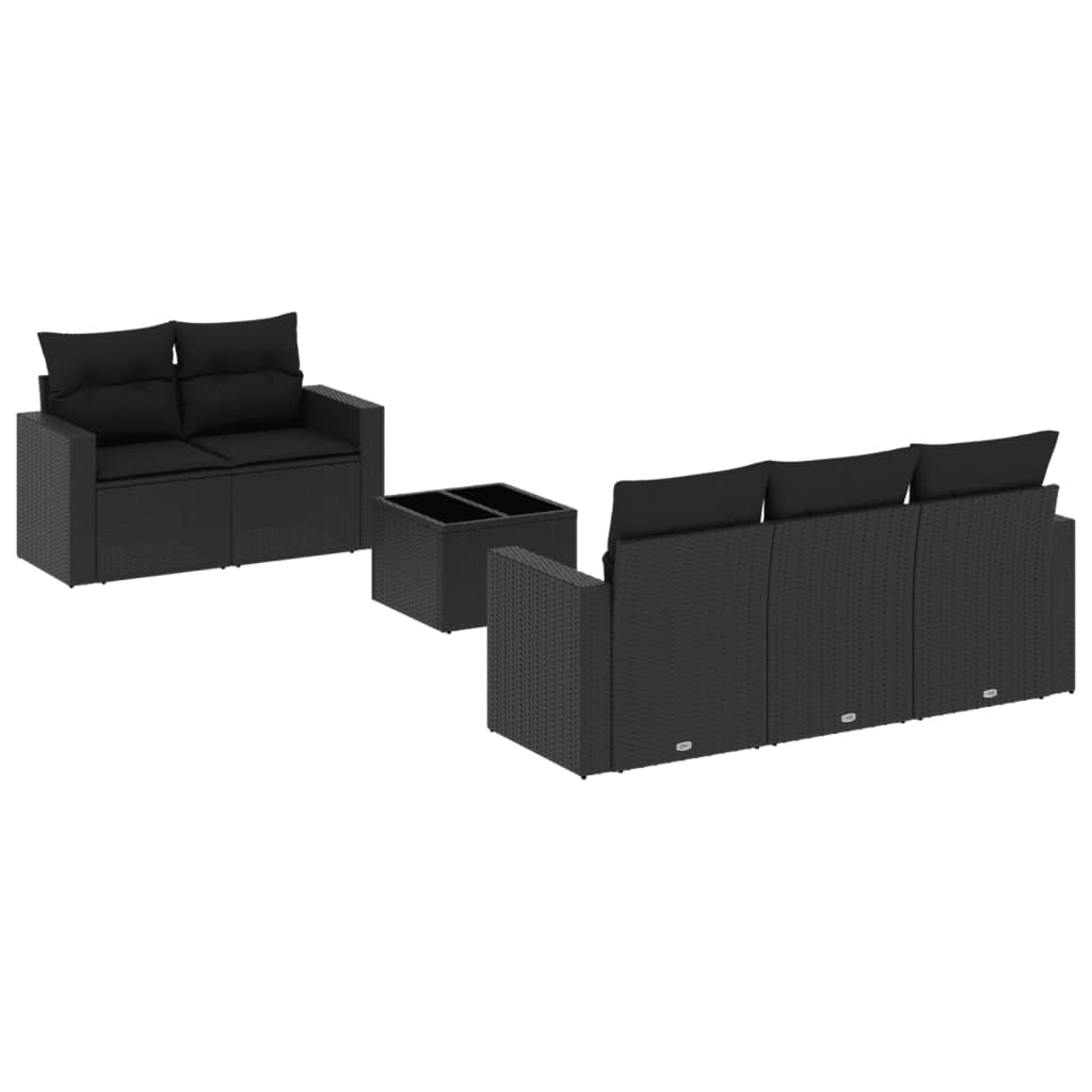 Set mobilier de grădină cu perne, 6 piese, negru, poliratan GartenMobel Dekor