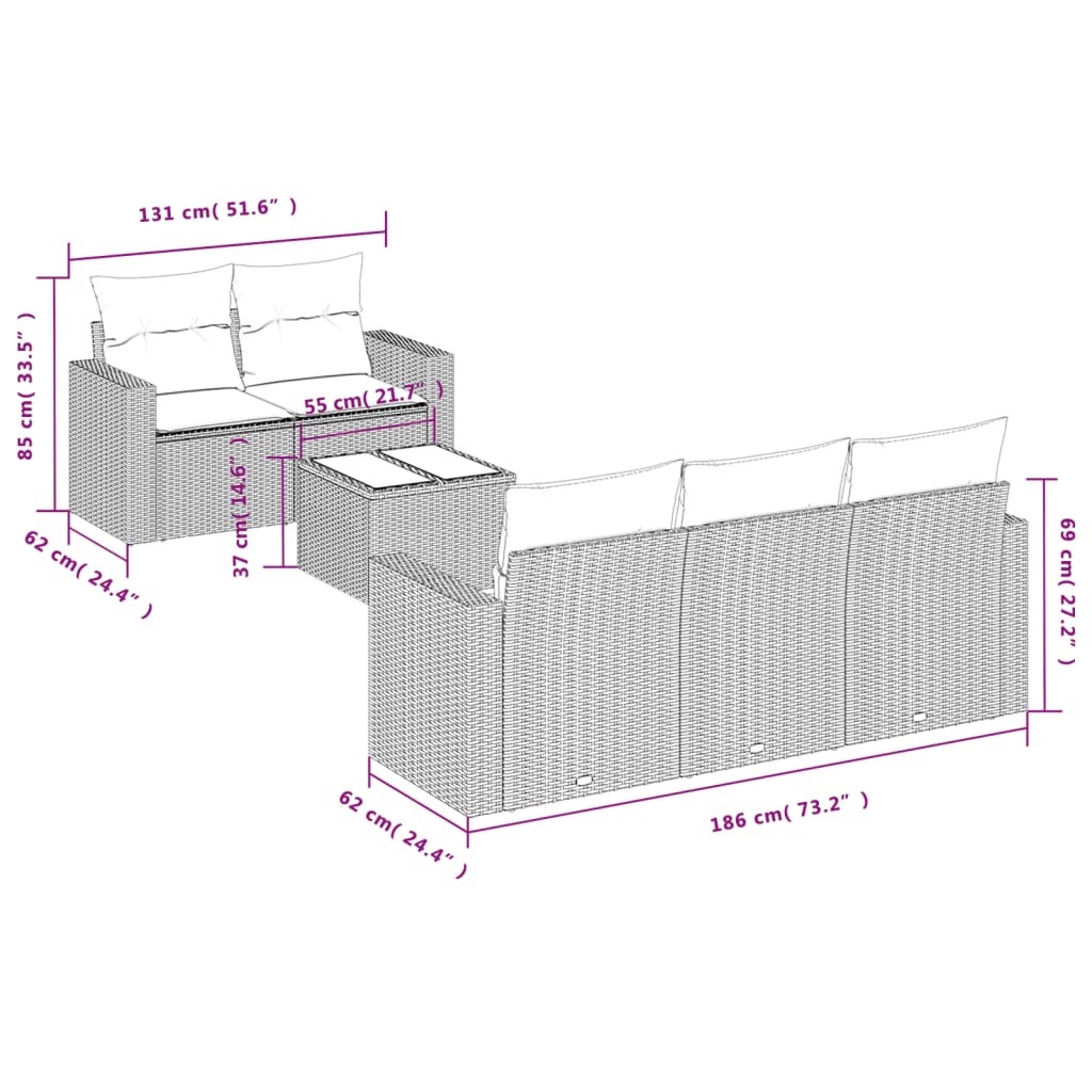 Set mobilier de grădină cu perne, 6 piese, negru, poliratan GartenMobel Dekor
