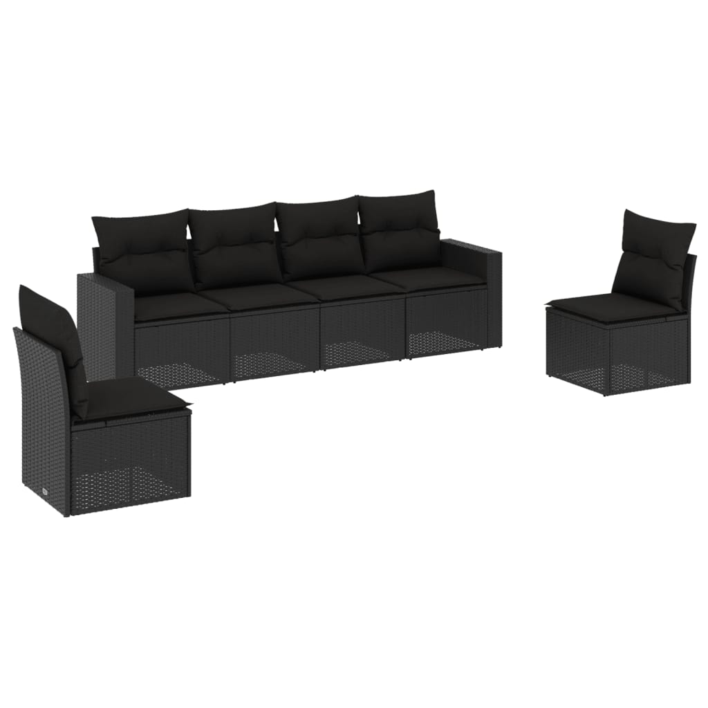 Set mobilier de grădină cu perne, 6 piese, negru, poliratan GartenMobel Dekor