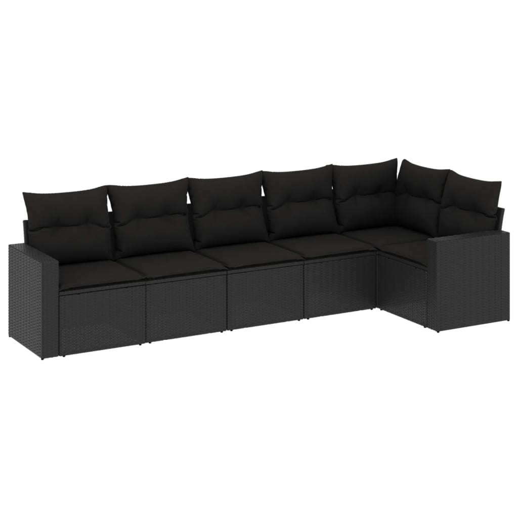 Set mobilier de grădină cu perne, 6 piese, negru, poliratan GartenMobel Dekor