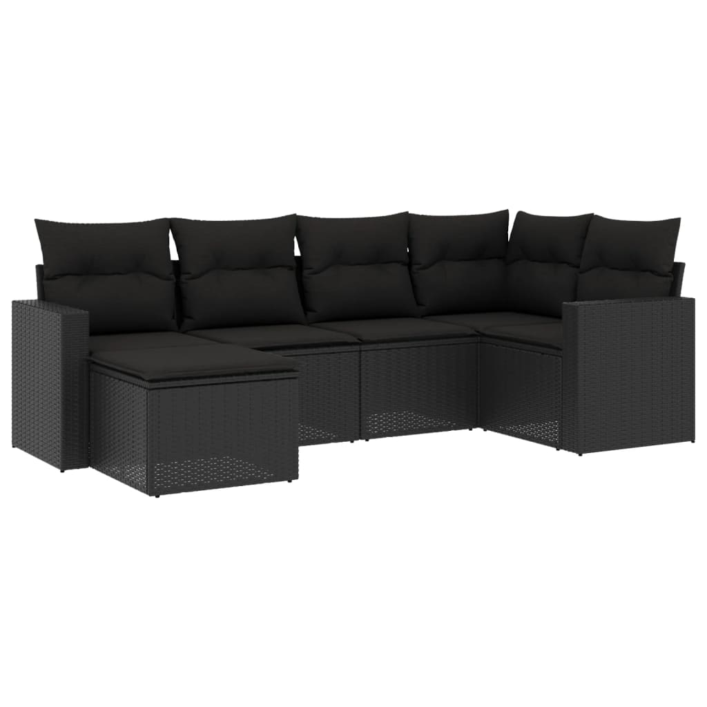 Set mobilier de grădină cu perne, 6 piese, negru, poliratan GartenMobel Dekor