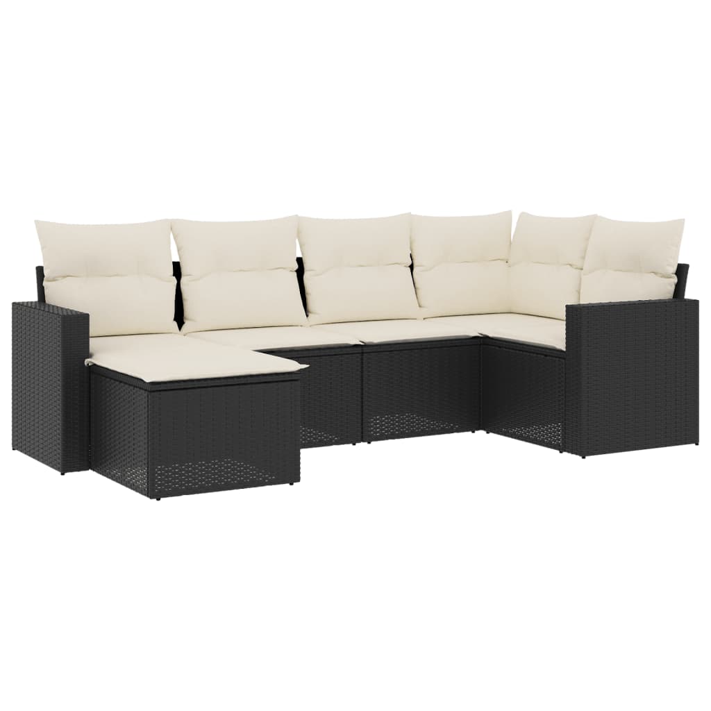 Set mobilier de grădină cu perne, 6 piese, negru, poliratan GartenMobel Dekor
