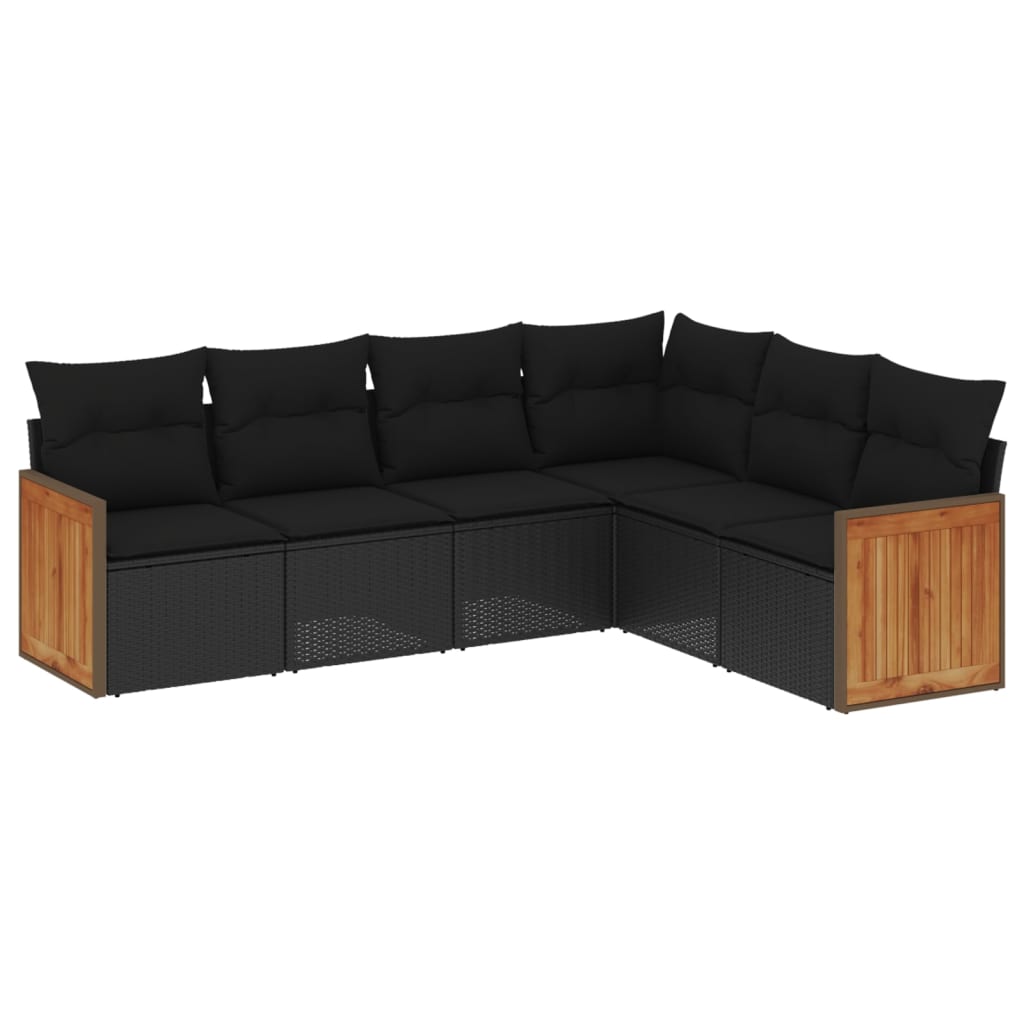 Set mobilier de grădină cu perne, 6 piese, negru, poliratan GartenMobel Dekor