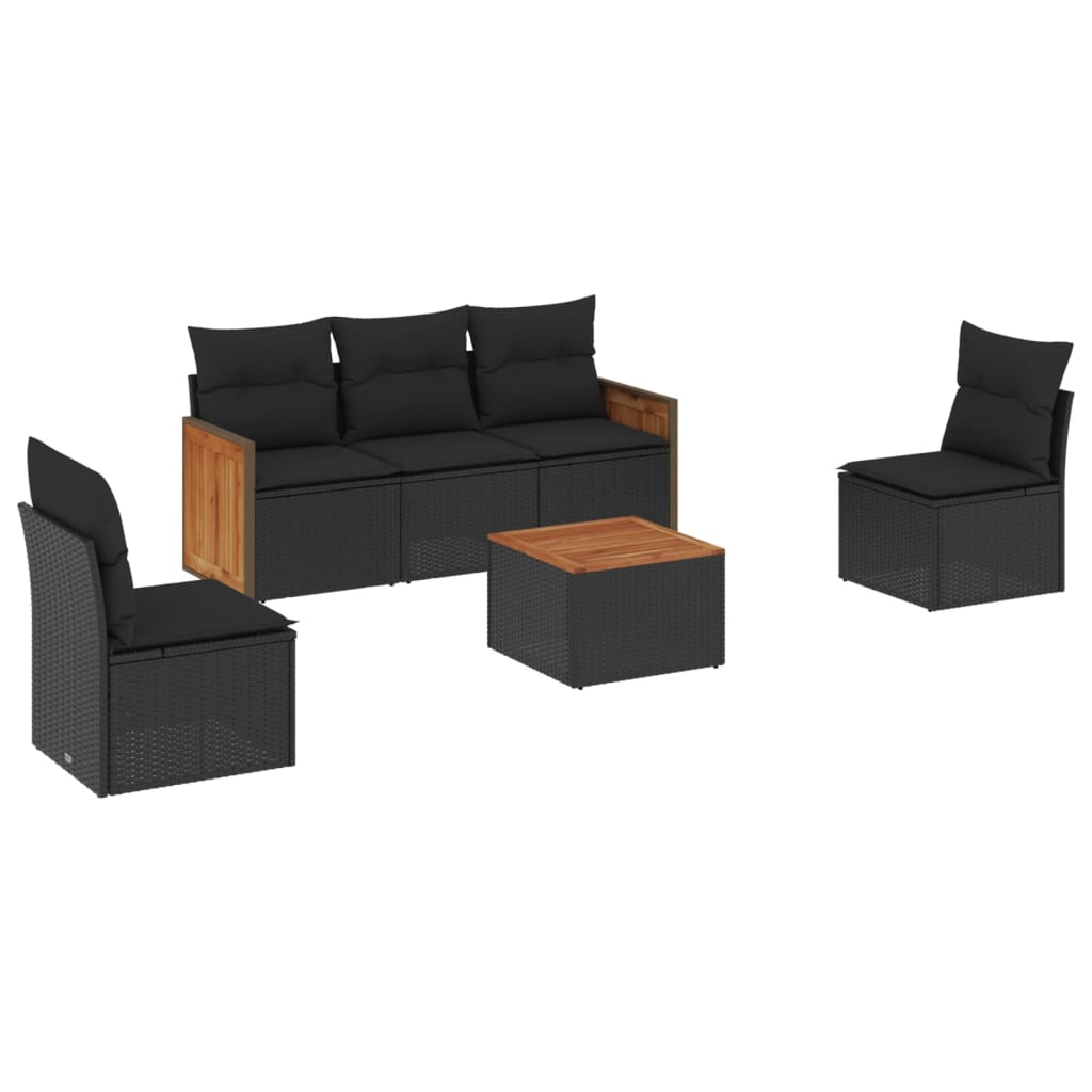 Set mobilier de grădină cu perne, 6 piese, negru, poliratan GartenMobel Dekor