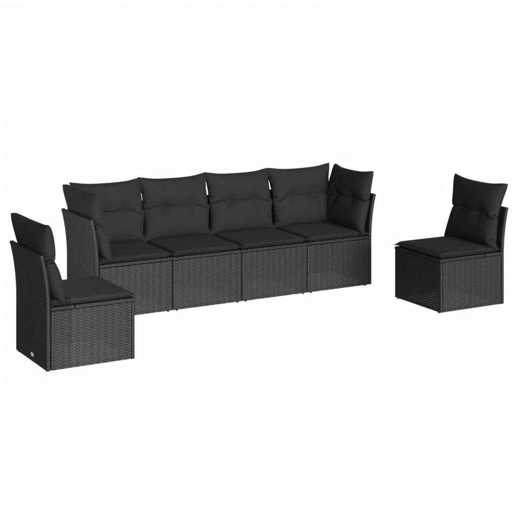 Set mobilier de grădină cu perne, 6 piese, negru, poliratan GartenMobel Dekor