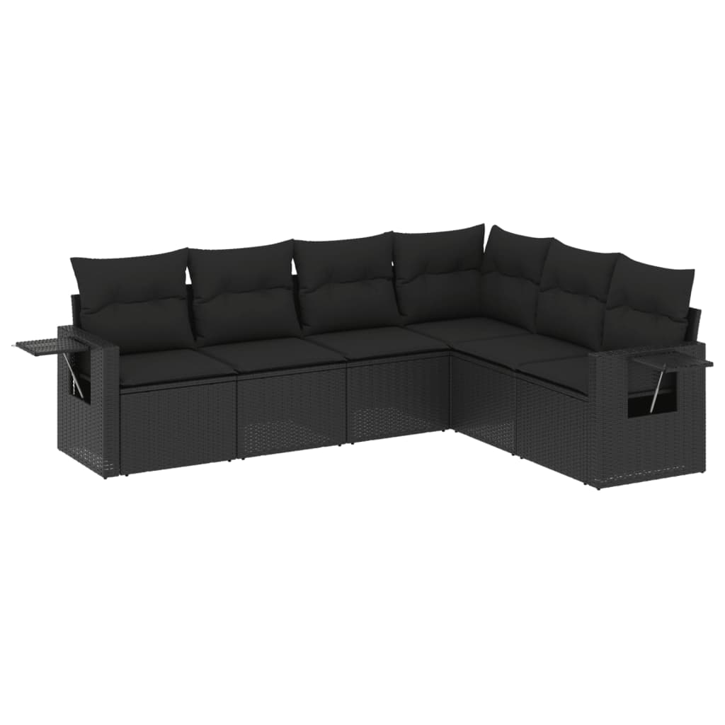 Set mobilier de grădină cu perne, 6 piese, negru, poliratan GartenMobel Dekor
