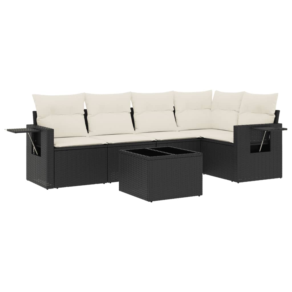 Set mobilier de grădină cu perne, 6 piese, negru, poliratan GartenMobel Dekor