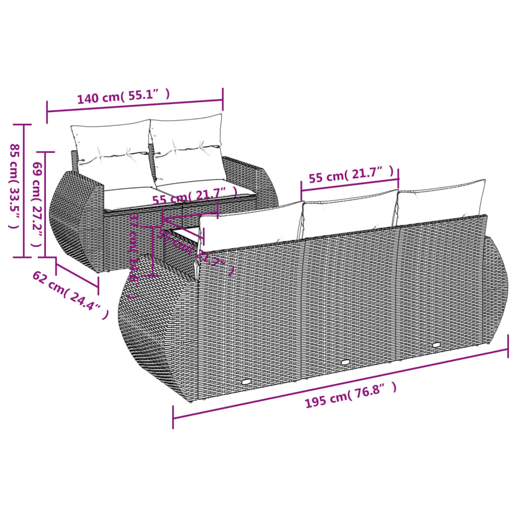 Set mobilier de grădină cu perne, 6 piese, negru, poliratan GartenMobel Dekor