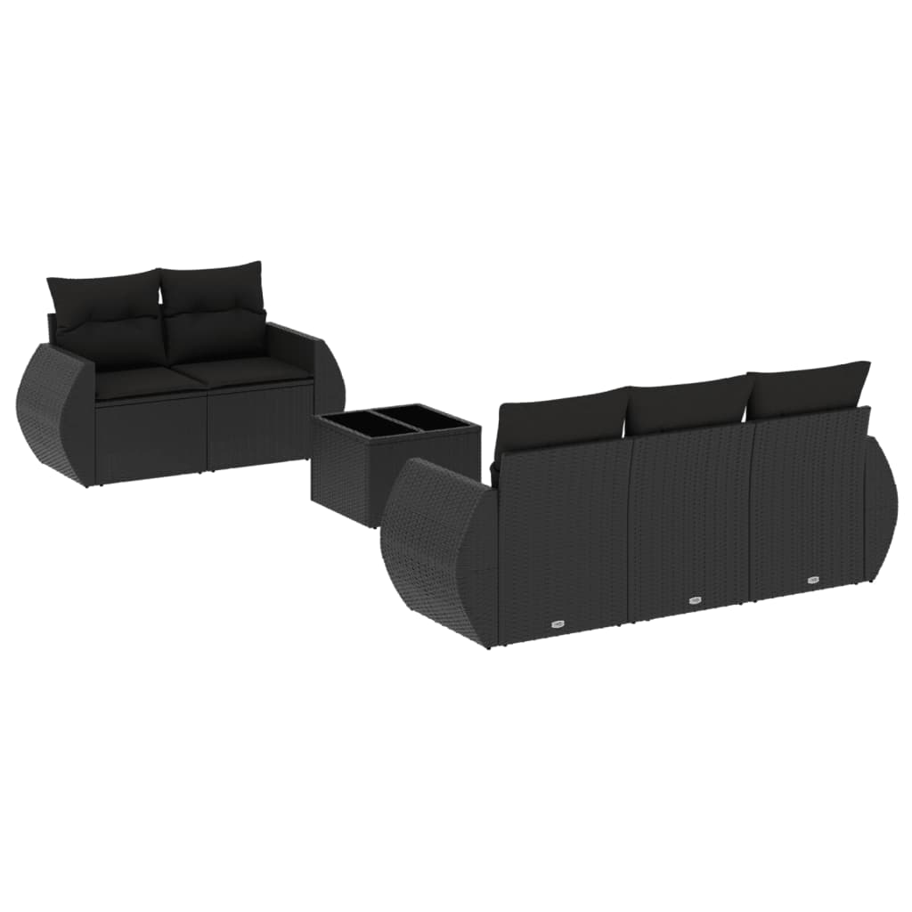 Set mobilier de grădină cu perne, 6 piese, negru, poliratan GartenMobel Dekor