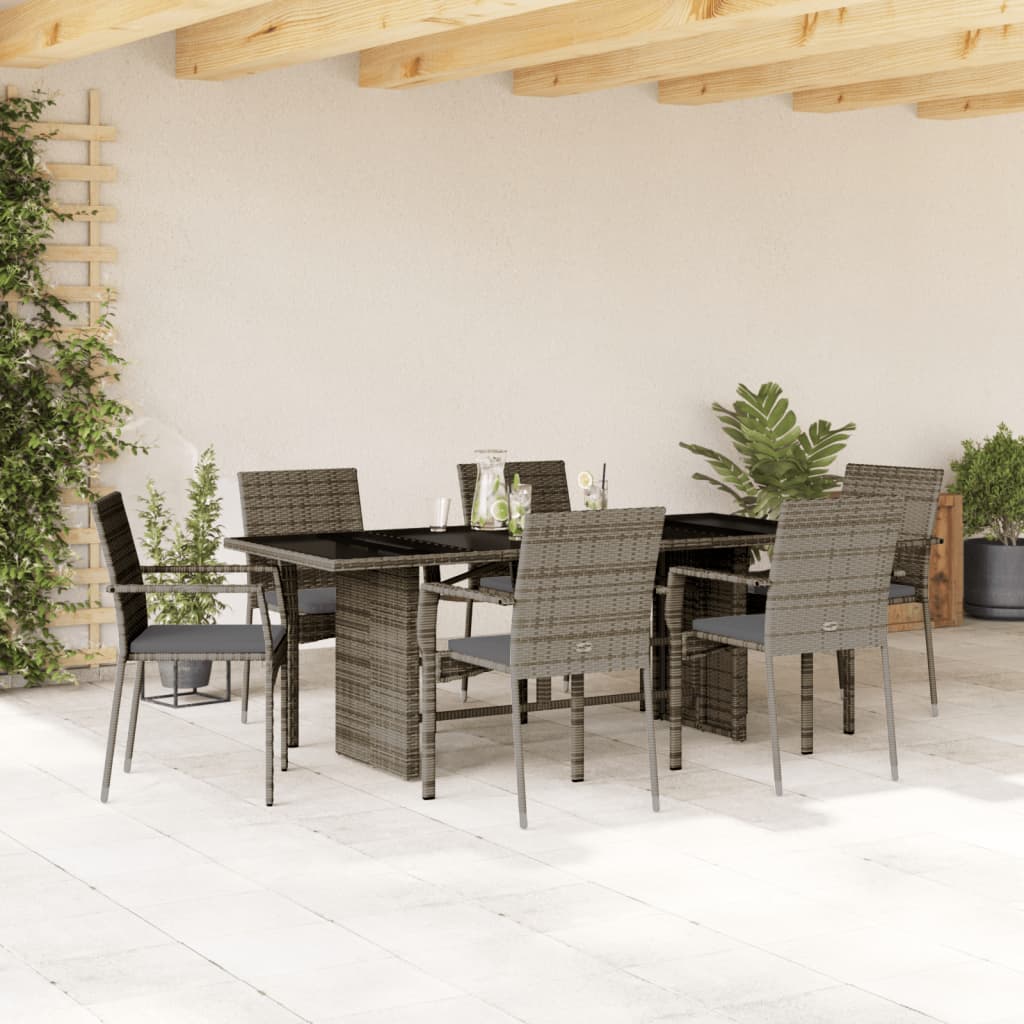 Set mobilier de grădină cu perne, 7 piese, gri, poliratan GartenMobel Dekor
