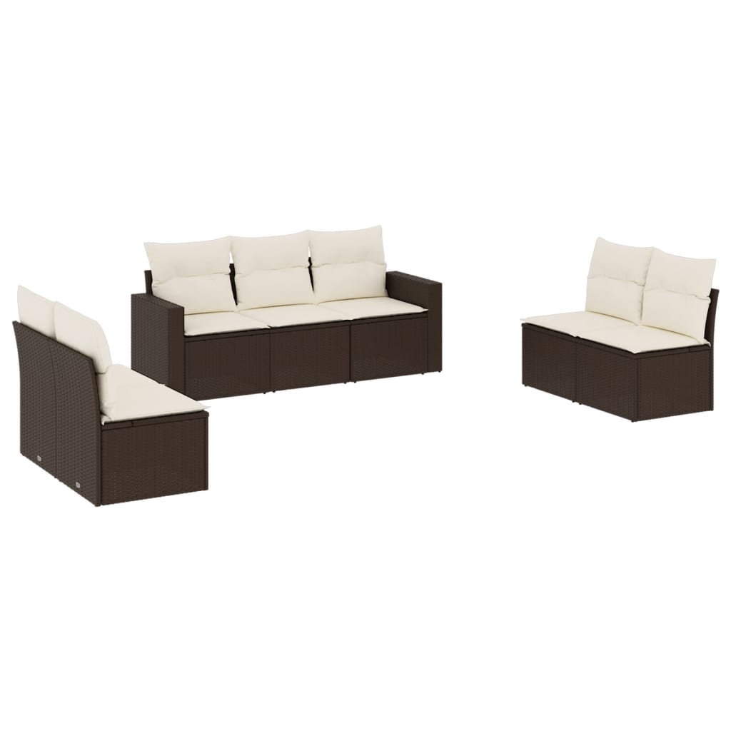 Set canapele de grădină cu perne, 7 piese, maro, poliratan GartenMobel Dekor