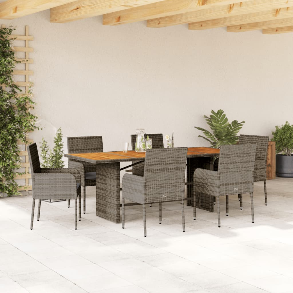 Set mobilier de grădină cu perne, 7 piese, gri, poliratan GartenMobel Dekor