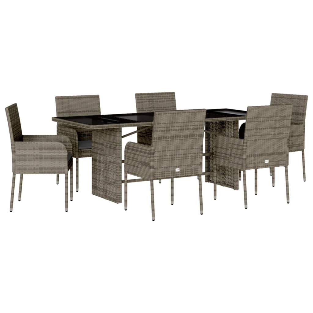 Set mobilier de grădină cu perne, 7 piese, gri, poliratan GartenMobel Dekor