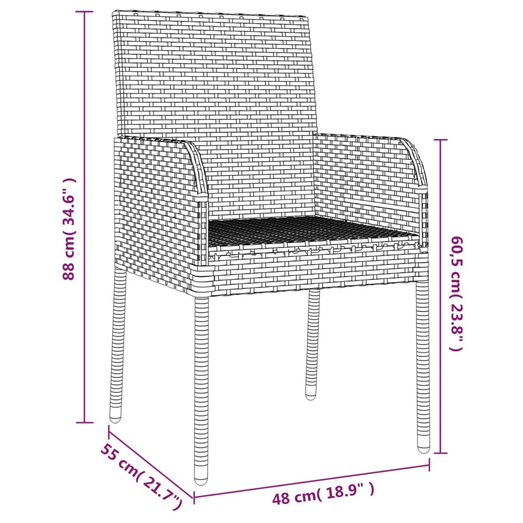Set mobilier grădină cu perne, 9 piese, gri, poliratan GartenMobel Dekor