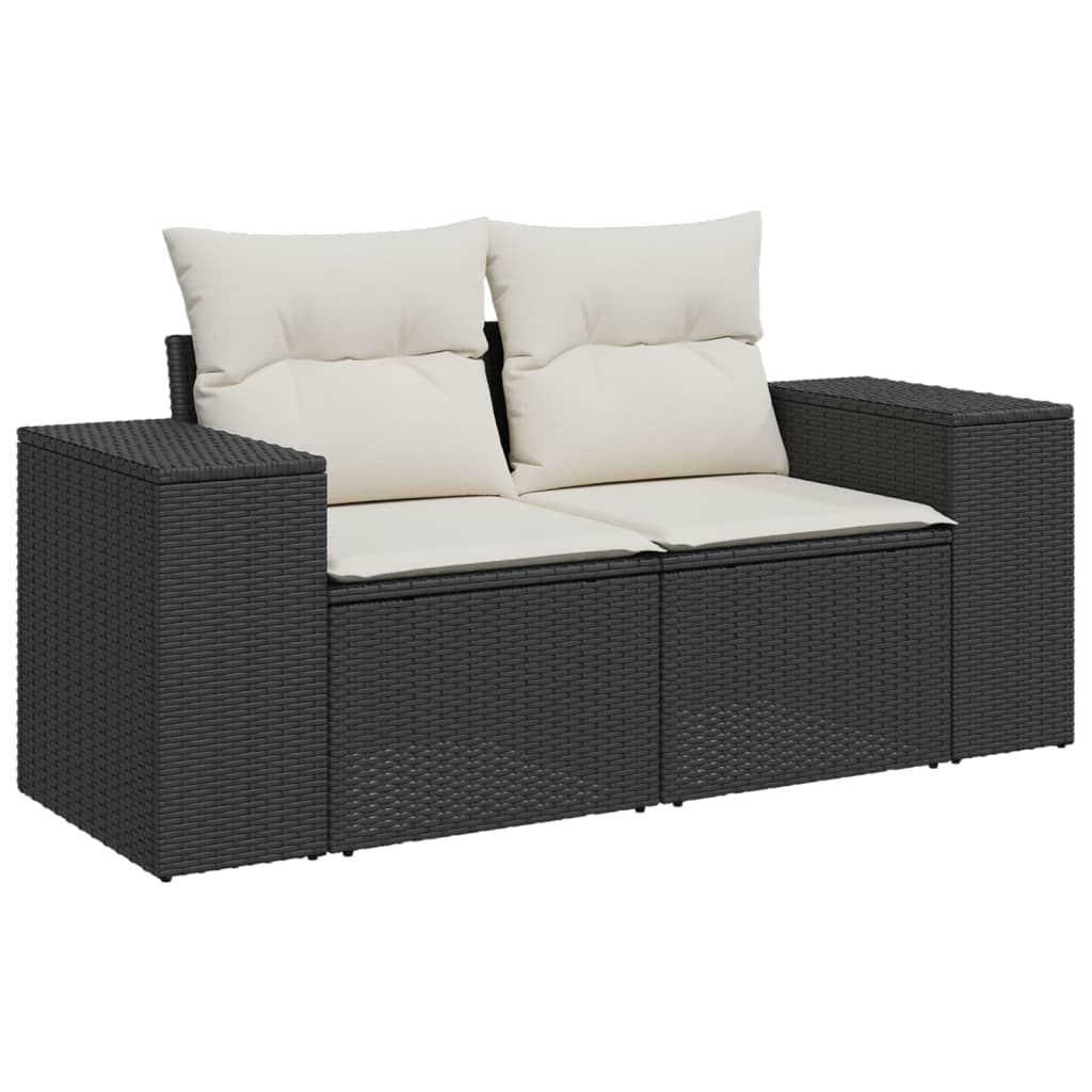 Set canapele de grădină cu perne, 10 piese, negru, poliratan GartenMobel Dekor