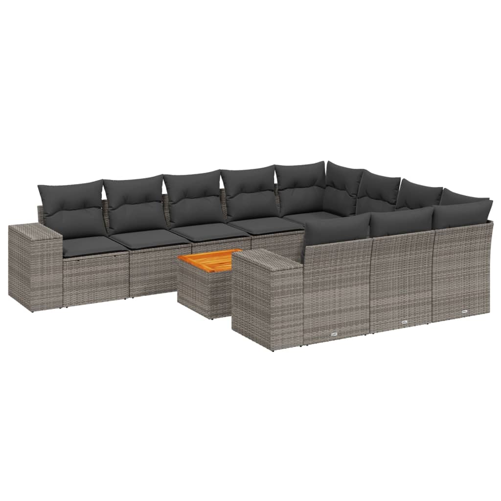 Set canapele de grădină cu perne, 11 piese, gri, poliratan GartenMobel Dekor