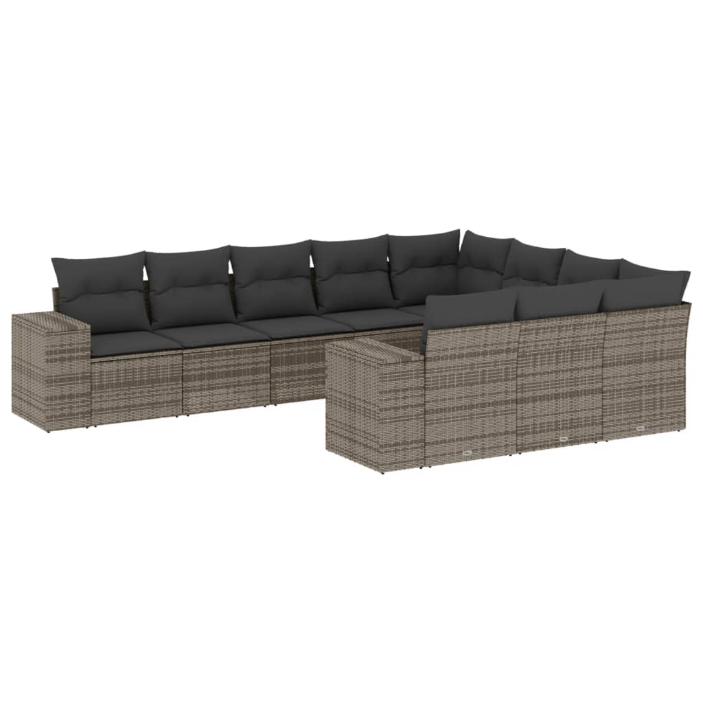 Set mobilier de grădină cu perne, 10 piese, gri, poliratan GartenMobel Dekor