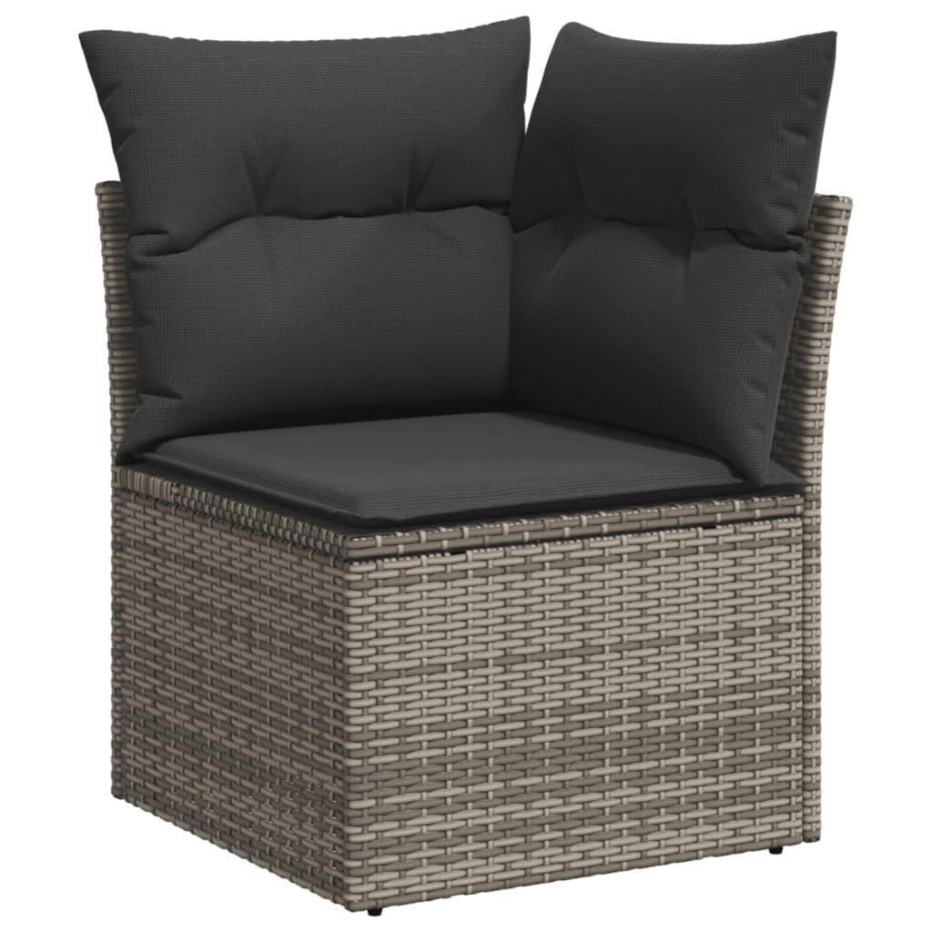 Set canapele de grădină, 7 piese, cu perne, gri, poliratan GartenMobel Dekor
