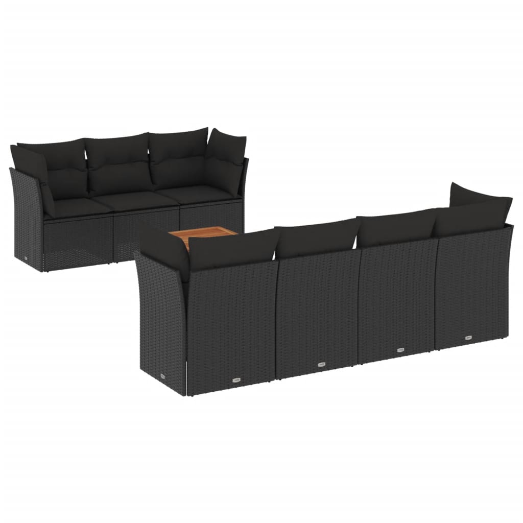 Set mobilier de grădină cu perne, 6 piese, negru, poliratan GartenMobel Dekor