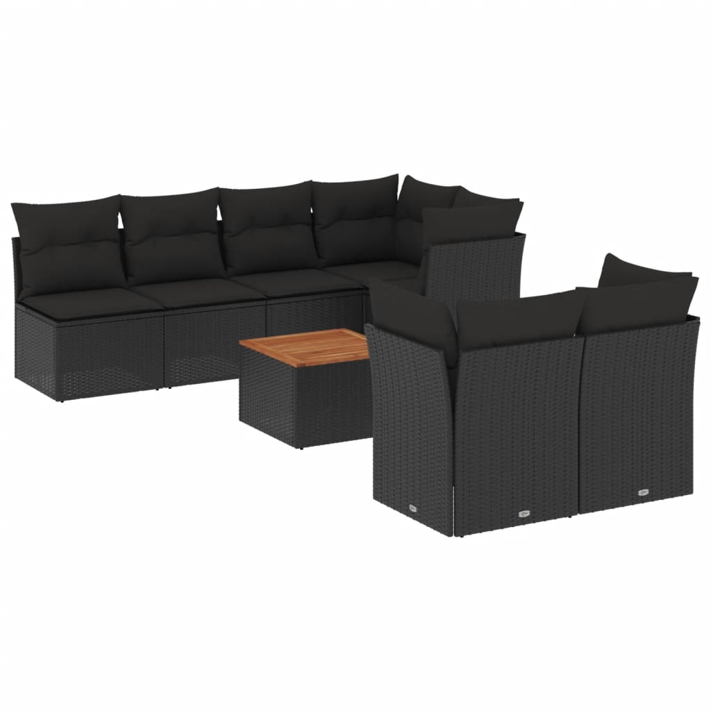 Set mobilier de grădină cu perne, 6 piese, negru, poliratan GartenMobel Dekor