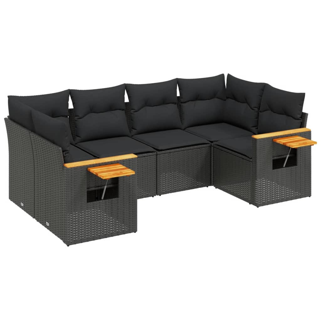 Set mobilier de grădină cu perne, 6 piese, negru, poliratan GartenMobel Dekor