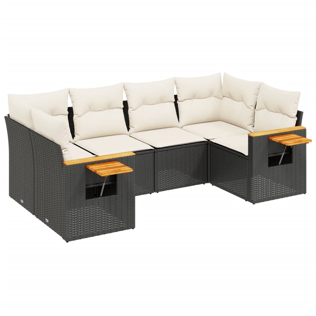 Set mobilier de grădină cu perne, 6 piese, negru, poliratan GartenMobel Dekor
