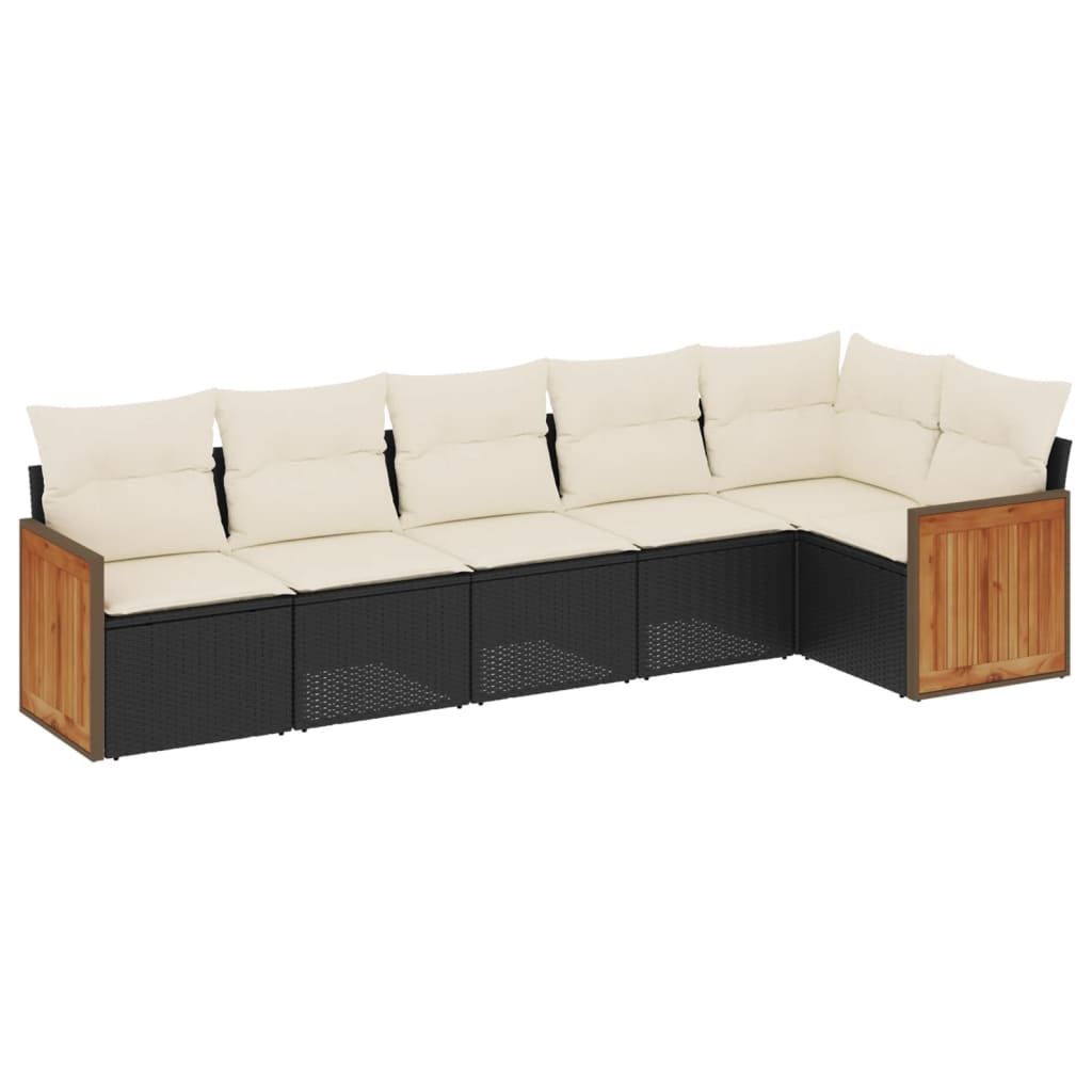 Set mobilier de grădină cu perne, 6 piese, negru, poliratan GartenMobel Dekor