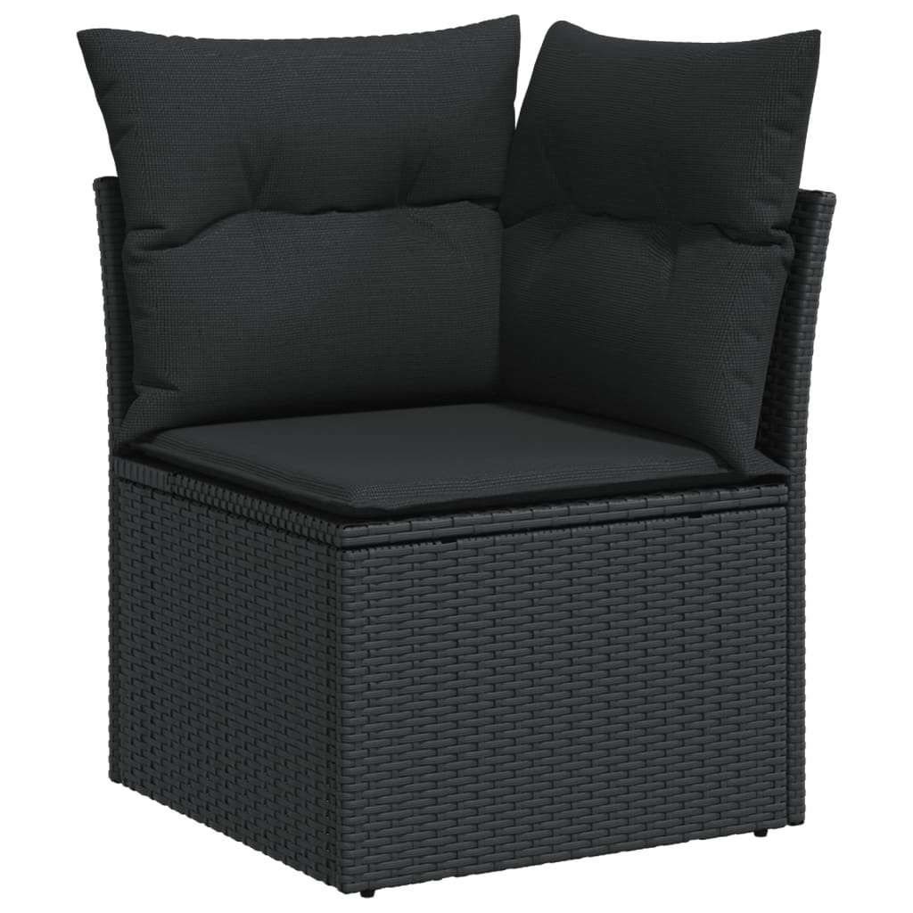 Set canapele de grădină cu perne, 10 piese, negru, poliratan GartenMobel Dekor