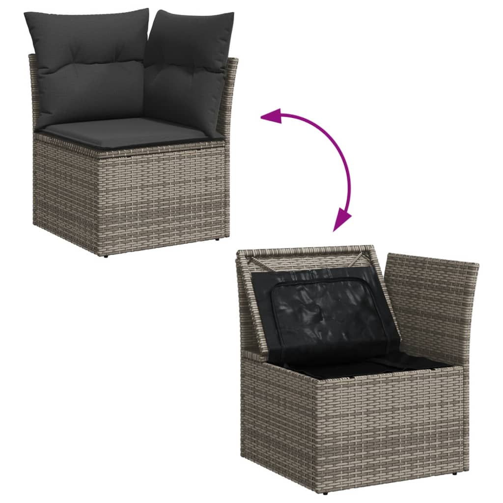 Set mobilier de grădină cu perne, 10 piese, gri, poliratan GartenMobel Dekor