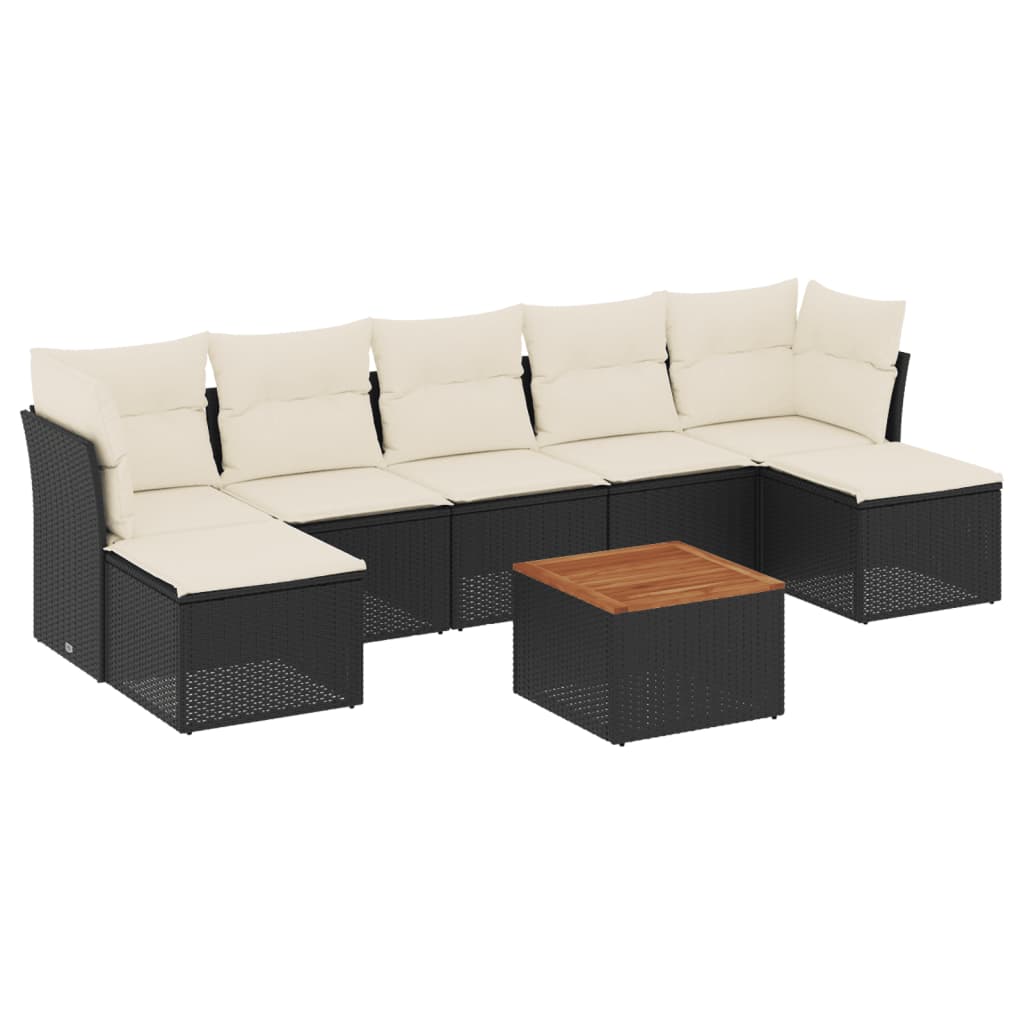 Set mobilier de grădină cu perne, 8 piese, negru, poliratan GartenMobel Dekor