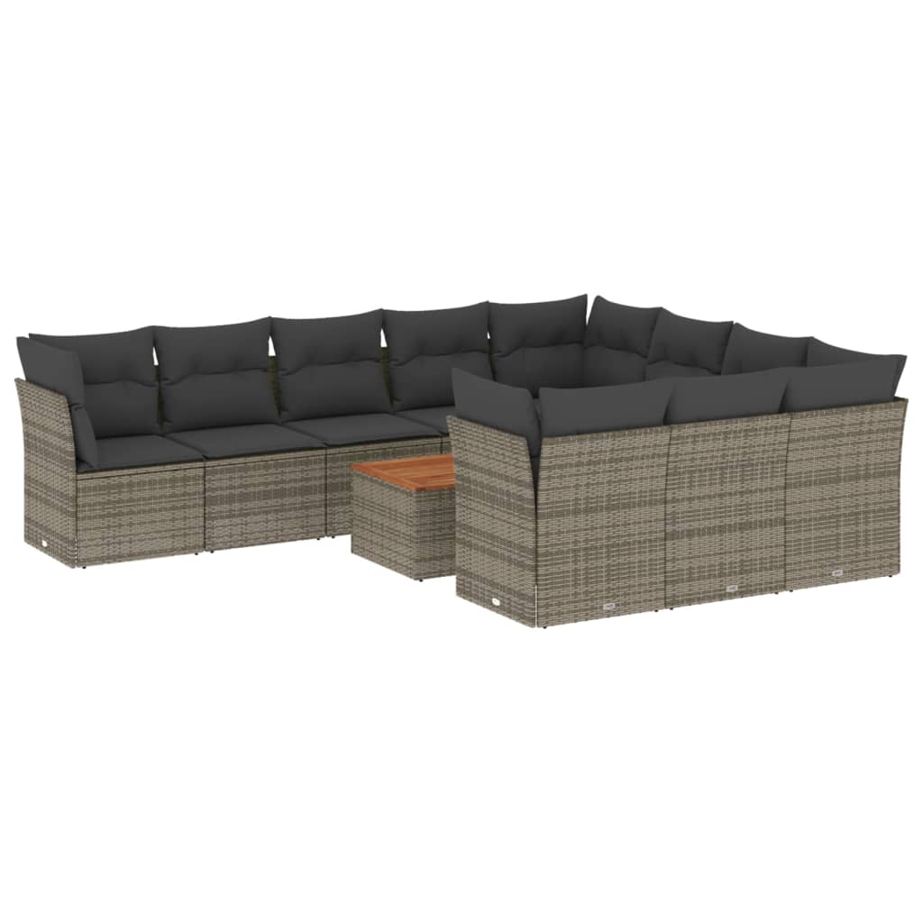 Set canapele de grădină cu perne, 11 piese, gri, poliratan GartenMobel Dekor